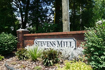 Stevens Mill Homes for Sale Entry monument to Stevens Mill
